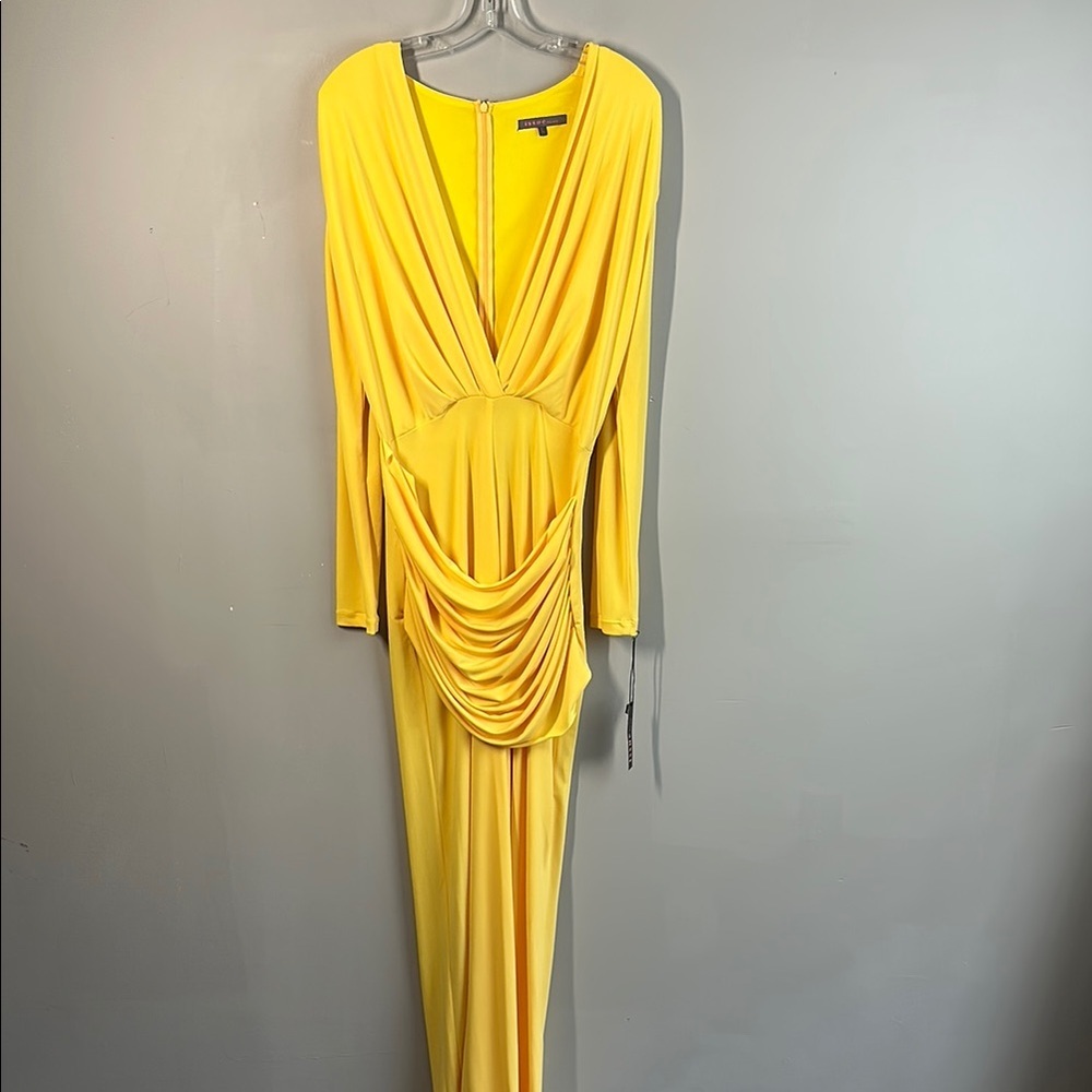 NWT Issue New York Long Sleeve V-Neck Yellow Jumpsuit Size L